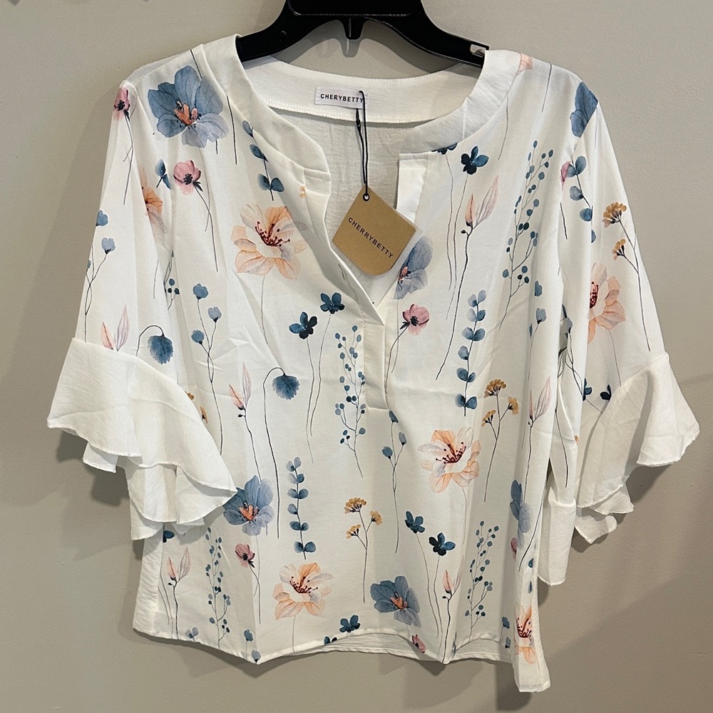 White Floral Women's Top